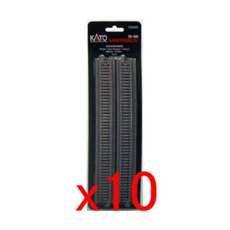 10x Kato 20-400 Single Track Straight Viaduct 248mm (9 3/4′) S248V (2pcs.) (N scale)