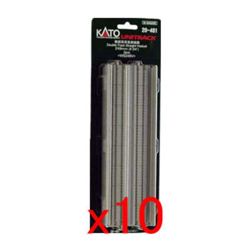 10x Kato 20-401 Double Track Straight Viaduct 248mm (9 3/4′) WS248V (2pcs.) (N scale)