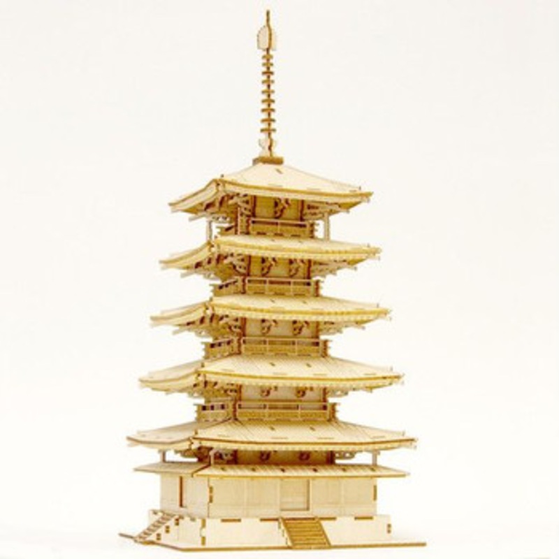 A-zone Wooden Art ki-gu-mi Japanese Five-story Pagoda
