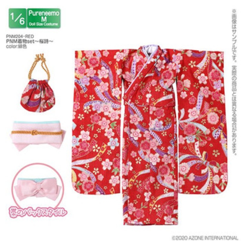 Azone PNM204-RED 1/6 Pure Neemo M Kimono Set Cherry Blossom Pattern (Scarlet Red)