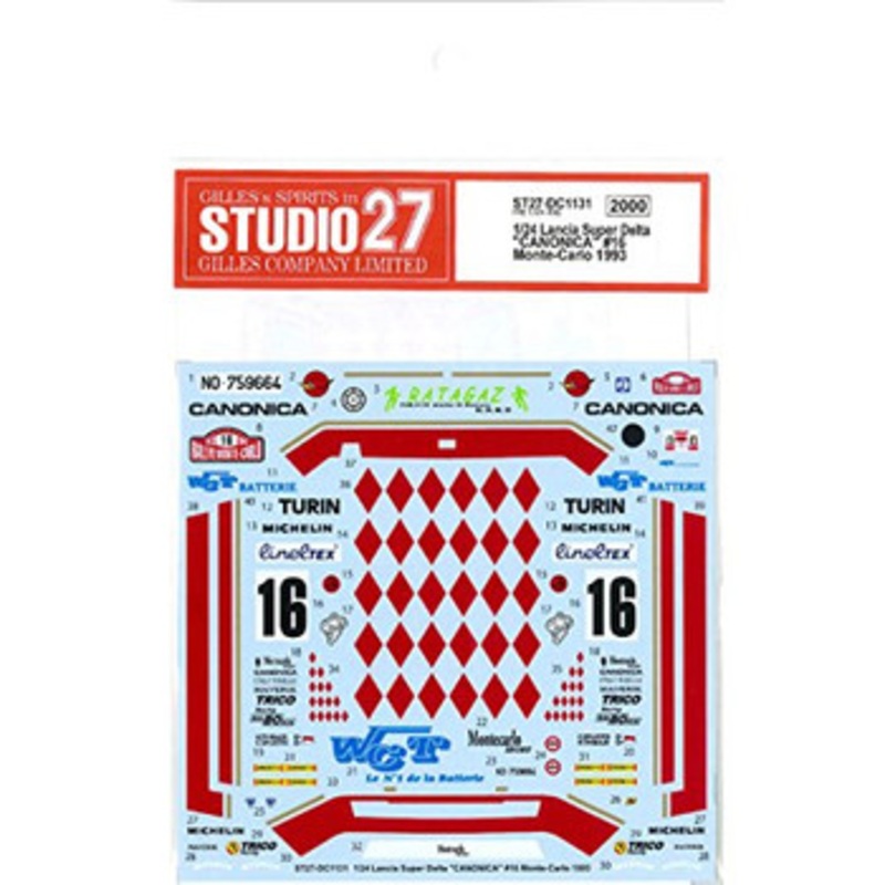 Studio27 ST27-DC1131 Lancia Super Delta `CANONICA` #16 Monte-Carlo 1993 Decal for Hasegawa 1/24