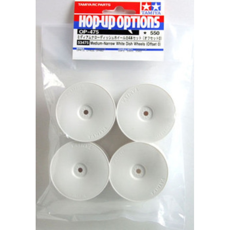 Tamiya 53475 (OP475) Medium-Narrow White Dish Wheels (Offset 0)