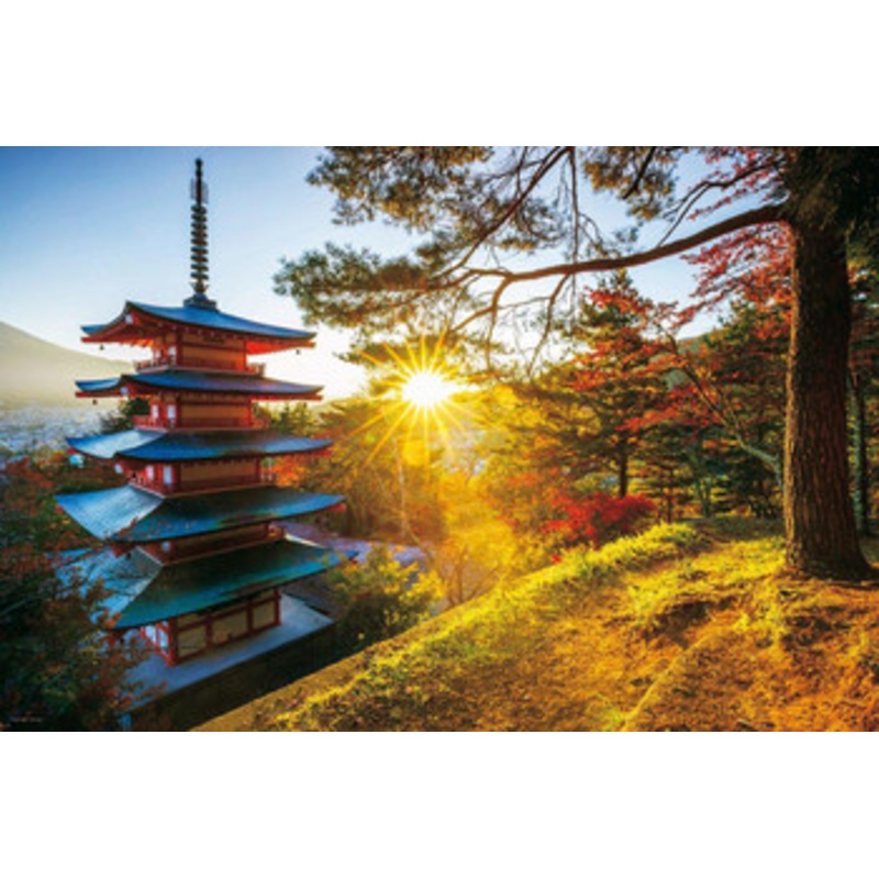 Yanoman Jigsaw Puzzle 10-1326 Morning Sun & Five-Storied Pagoda Asama Shrine Yamanashi (1000 Pieces)
