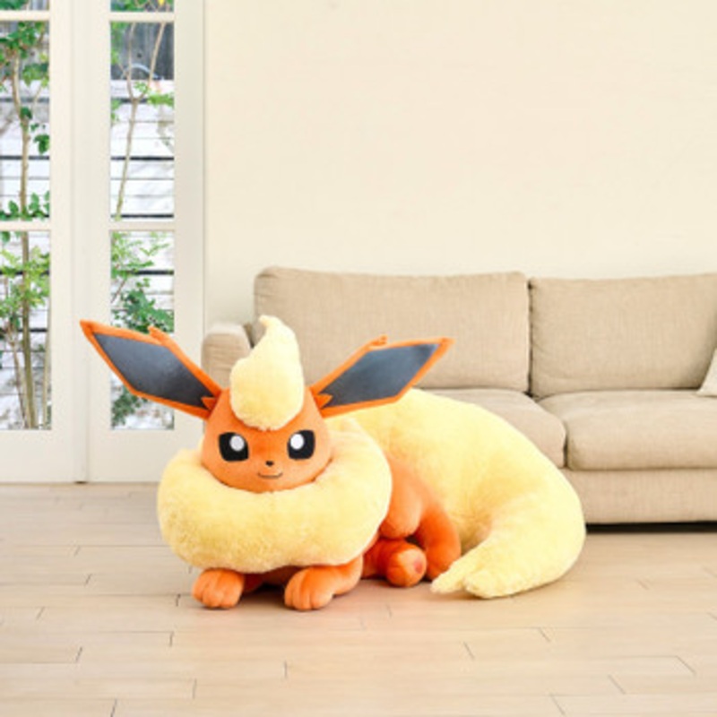 Pokemon Center Original Life-size Flareon Plush Laying Down