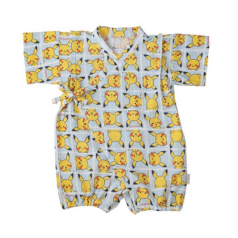 Pokemon Center Original Monpoke Pikachu Hello Pattern Jinbei Outfit Sax