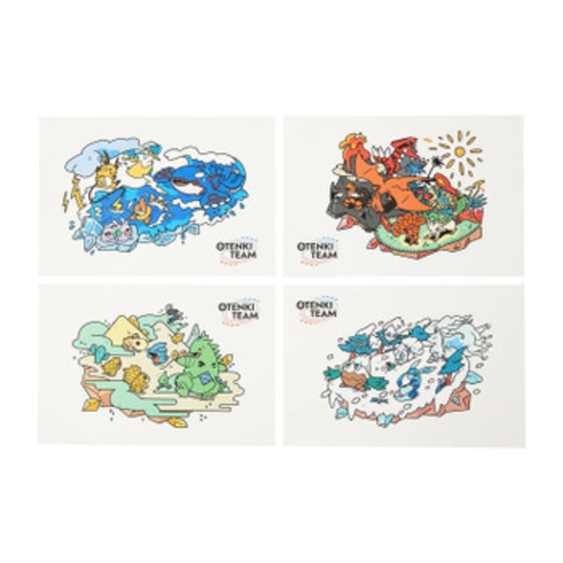 Pokemon Center Original Postcard 4-Piece Set Otenki Team