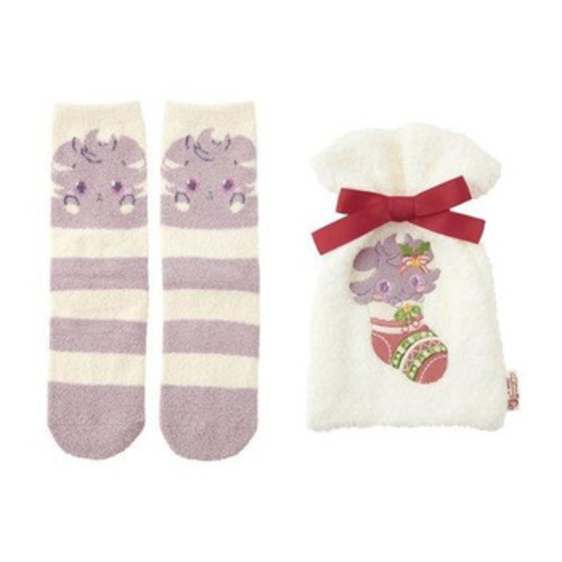 Pokemon Center Original Fluffy Middle Socks & Drawstring Pouch Pokemon Heartwarming Christmas Espurr (23-25cm) / (25-27cm)