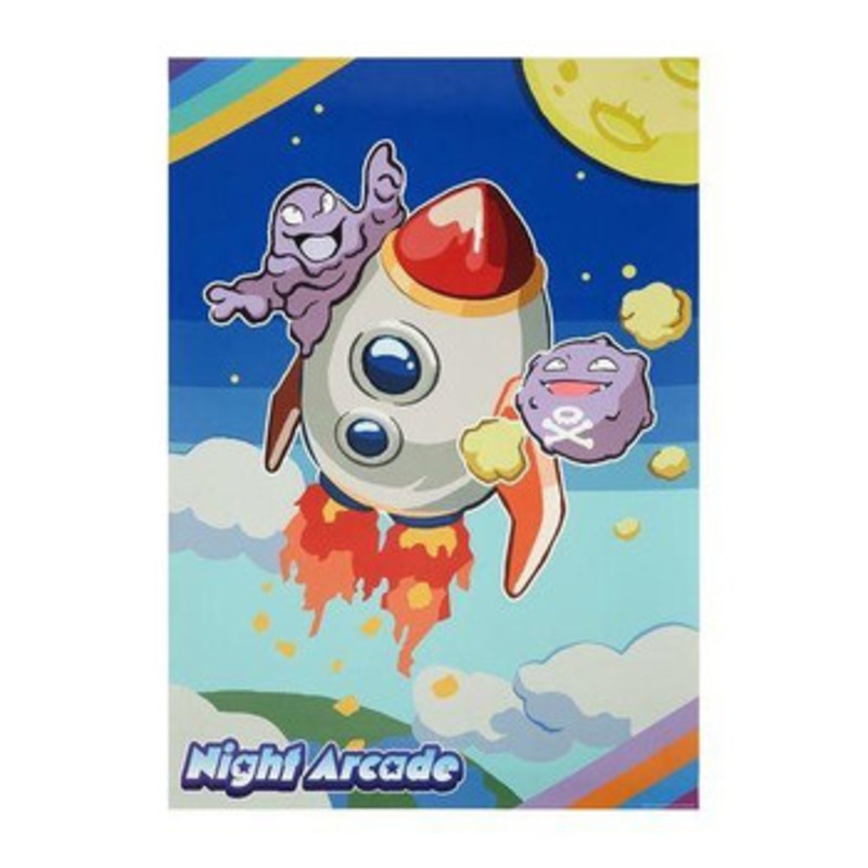Pokemon Center Original Poster & Sticker Set Night Arcade