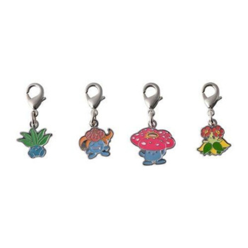 Pokemon Center Original National Pokedex Metal Charms 043, 044, 045, 182 (Oddish, Gloom, Vileplume, Bellossom)