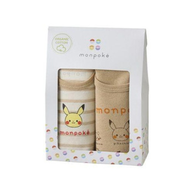 Pokemon Center Original Monpoke Short Sleeve Baby Bodysuits 2Pcs – Striped (70-80)