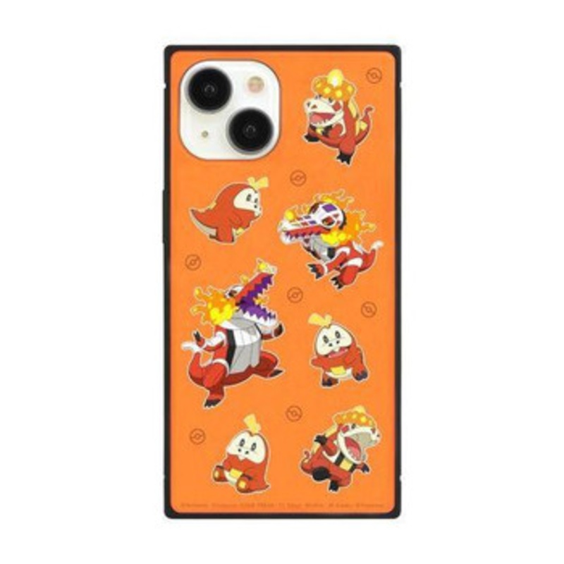 Pokemon Center iPhone15/14/13 Compatible Square Glass Case Red Fuecoco Crocalor Skeledirge