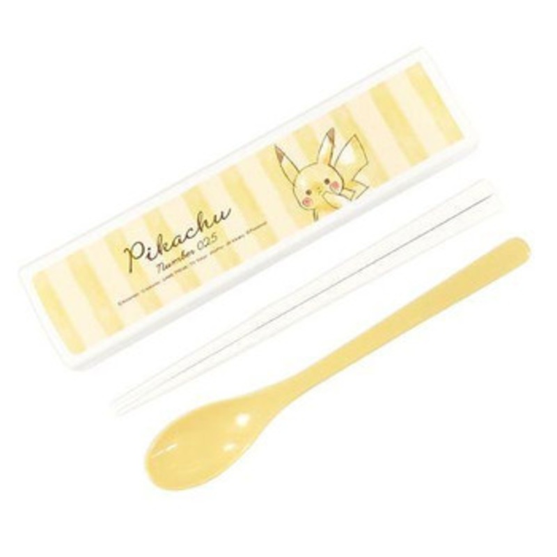 Pokemon Center Original Chopsticks and Spoon Set Pikachu Number 025 – Sitting