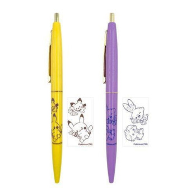 Pokemon Center Original PokePeace Ballpoint Pen Set Yellow and Purple (Sweets Shop) (Set of two pens)