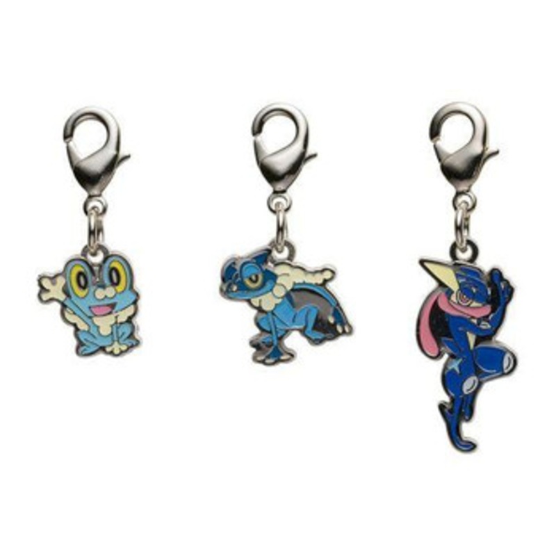 Pokemon Center Original Nationwide Pokedex Metal Charm Set – Froakie Frogadier Greninja (656, 657, 658)