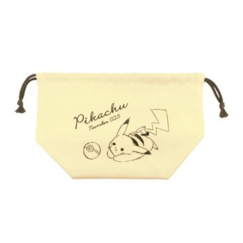 Pokemon Center Original Lunch Drawstring Bag Pikachu number025 yellow
