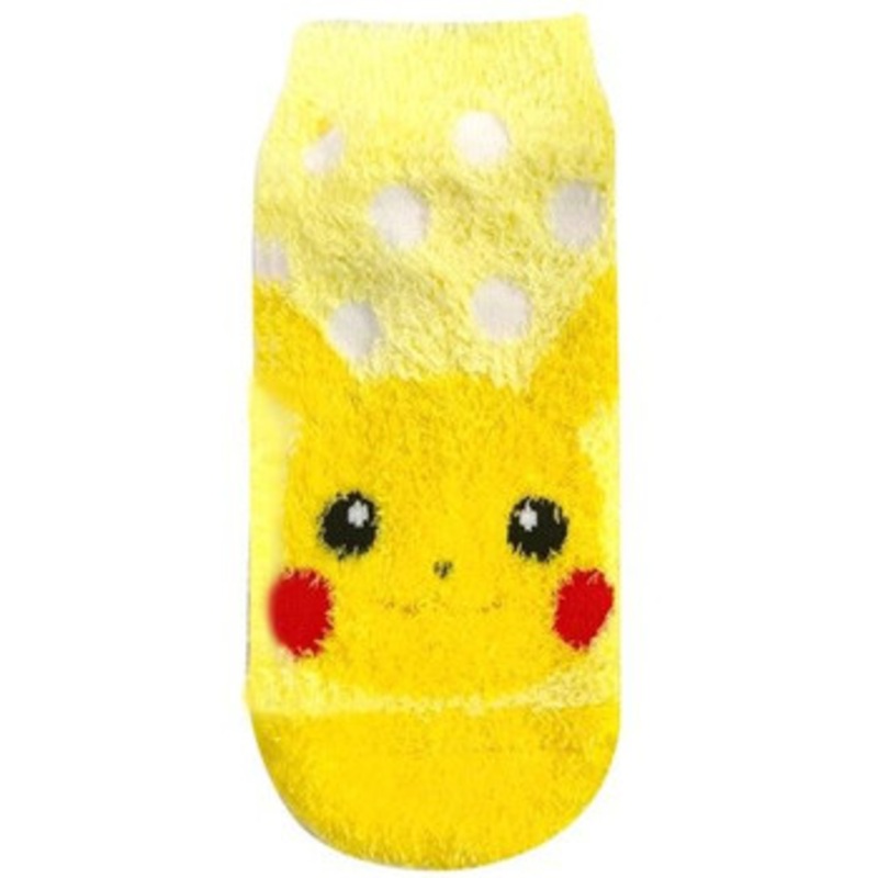 Pokemon Center Original Fluffy Socks MokoMoko Polkadot Pikachu (23~25cm)