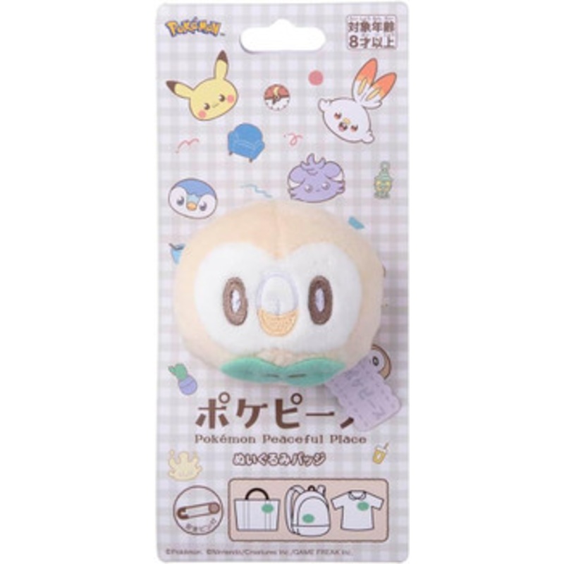 Takara Tomy Pokemon PokePeace Plush Badge Rowlet
