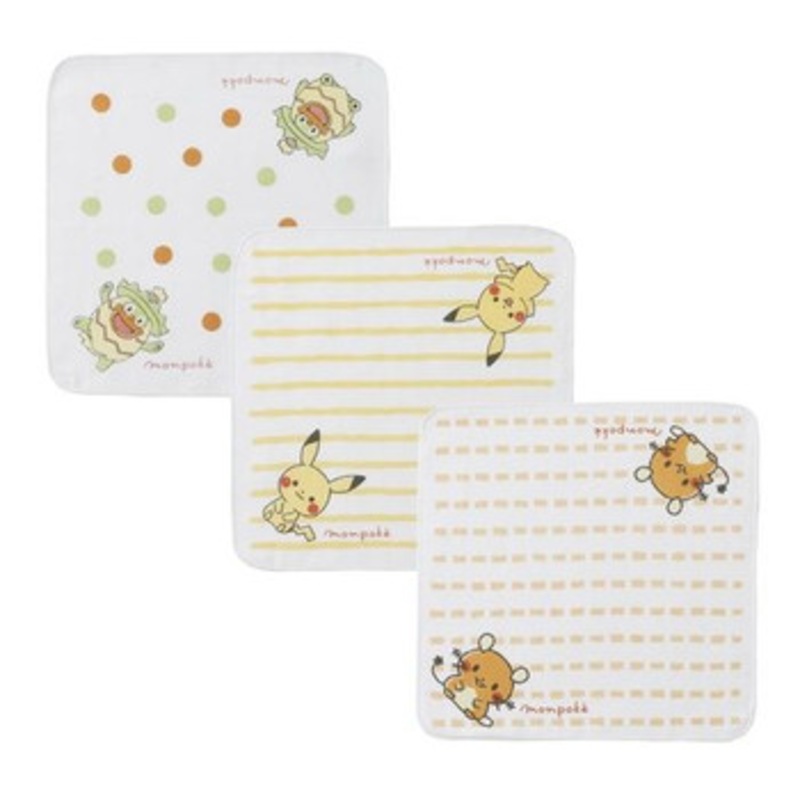 Pokemon Center Original Monpoke Gauze Handkerchief 3 Pieces Set
