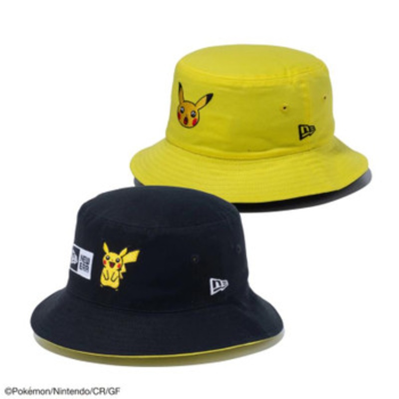 Pokemon Center Original NEW ERA Bucket Hat ML (Reversible Pikachu Black & Yellow)