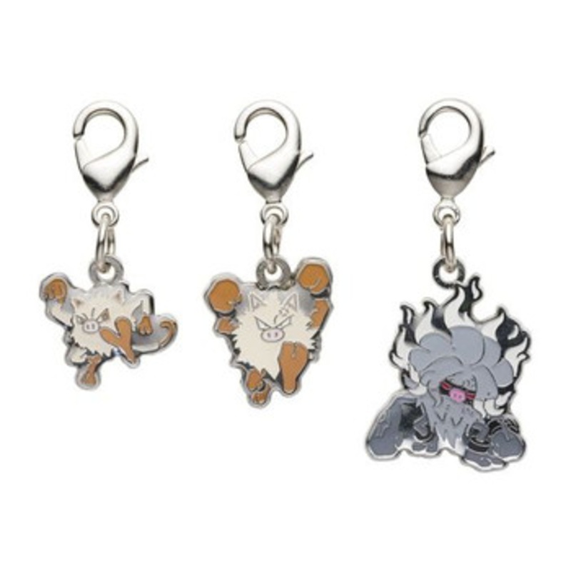 Pokemon Center Original Nationwide Pokedex Metal Charm Set / Mankey Primeape Annihilape (56, 57, 979)