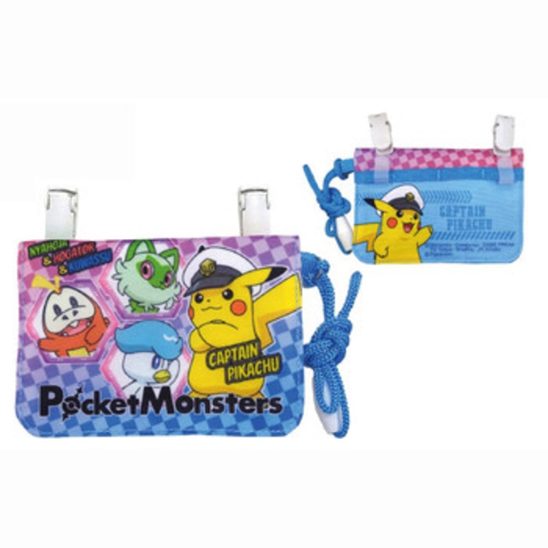 Sun Art Pokemon Center Mini Outing Wallet with Neck Strap Checkered Blue