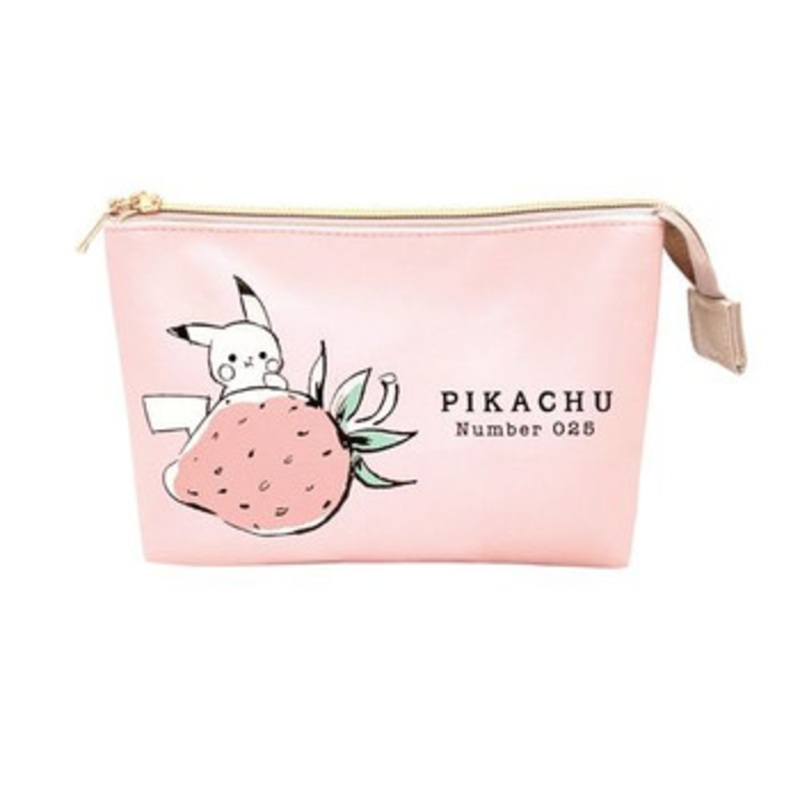 Pokemon Center Original W Flat Pouch Pikachu number025 Strawberry