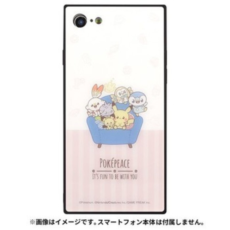 Pokemon Center Original Glass Smartphone Case for iPhone SE/8/7 PokePeace Gathering