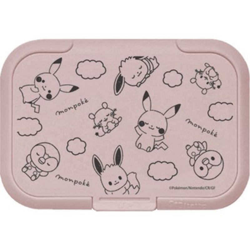 Pokemon Center Original Monpoke Wet Wipe Lid Sleeping Time Gray Pink