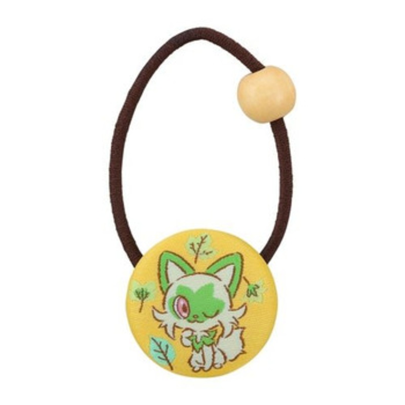 Pokemon Center Original Walnut Button Hair Elastic Sprigatito Yellow