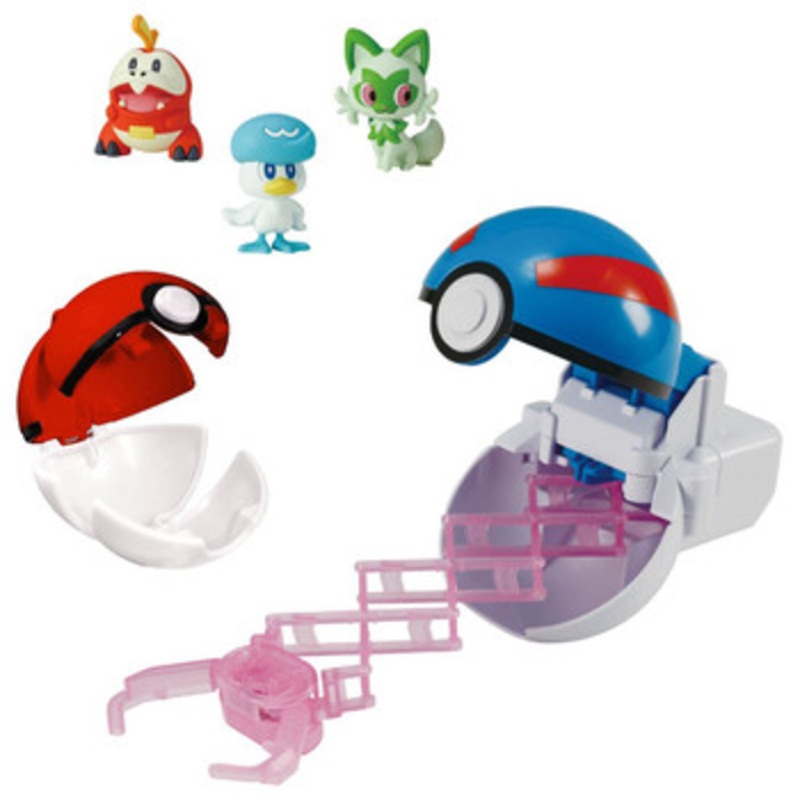 Takara Tomy Pokemon Moncolle Poketoruze & Poke Del-Z Set of 3 Partners (Sprigatito)(Fuecoco)(Quaxly)
