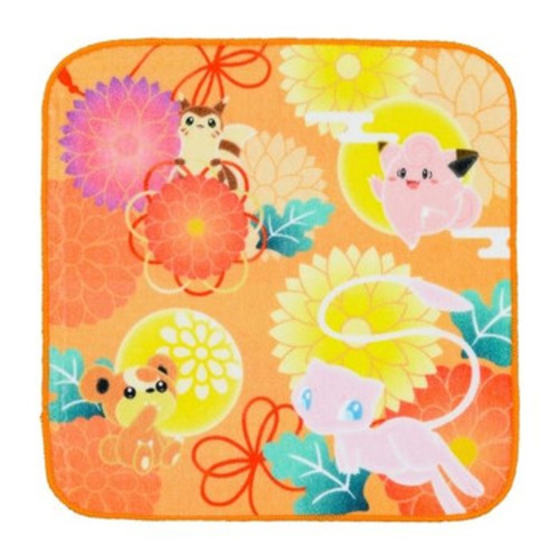 Pokemon Center Original Hand Towel 4 Seasons Series Mew with Chrysanthemum