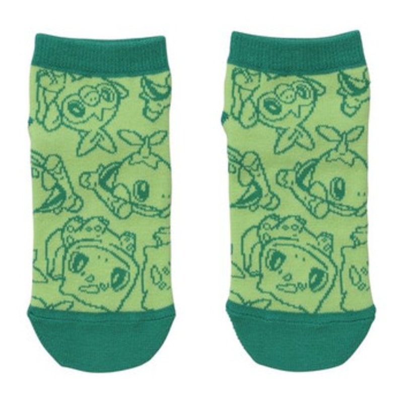 Pokemon Center Original Short Socks Playroom Bulbasaur & Turtwig & Grookey (18-20cm)